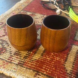 Wooden Brown Cups Set - perfect for whiskey or your favorite beverage. Solid